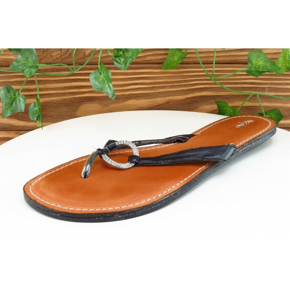 Mossimo Sz 10 M‎ Black Flip Flop Synthetic Women Sandals 17730